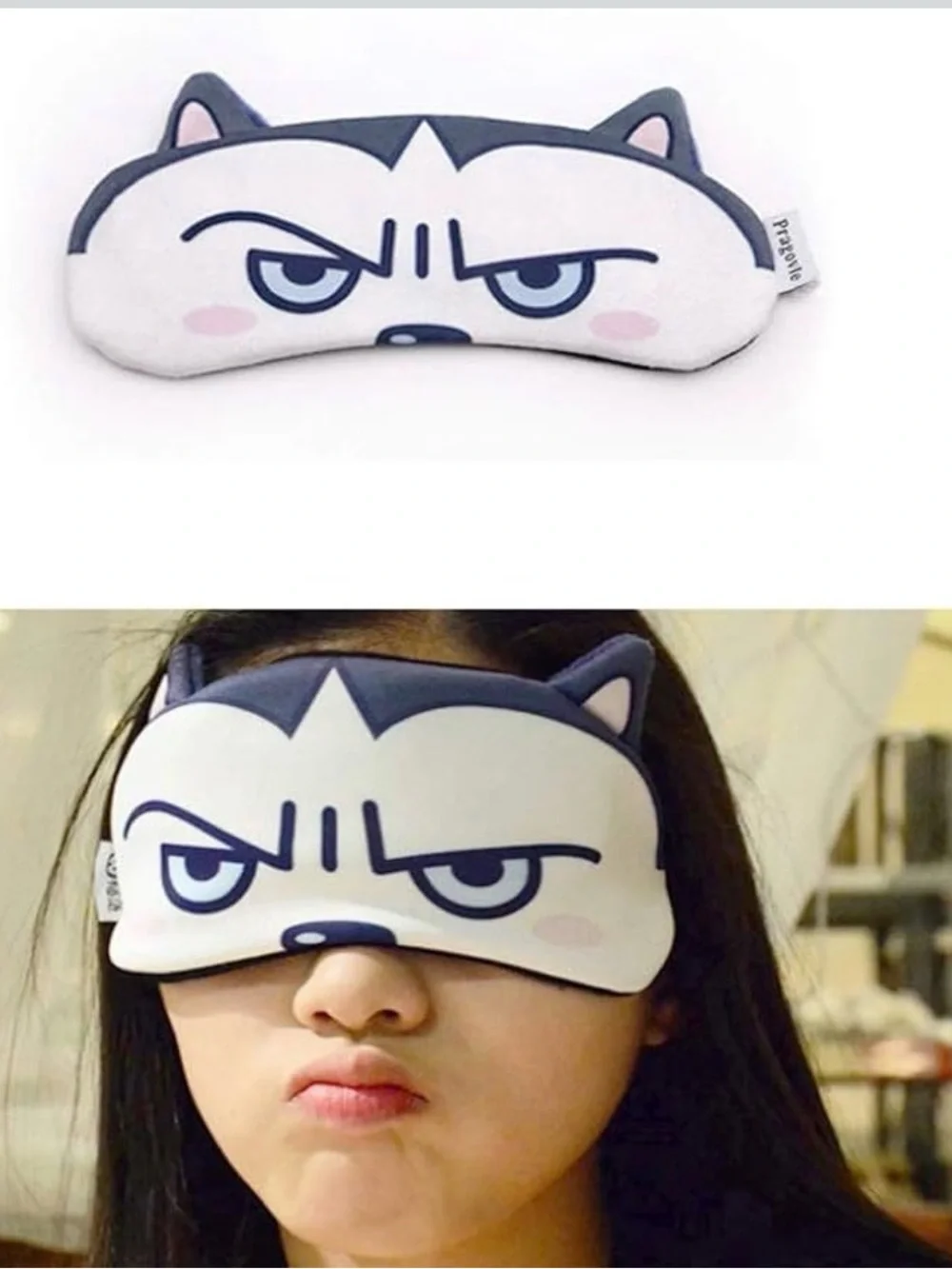 SLEEP MASK HUSKY DOG FUNNY MICROFLEECE POCKET HOT COLD GEL (not included) NWT